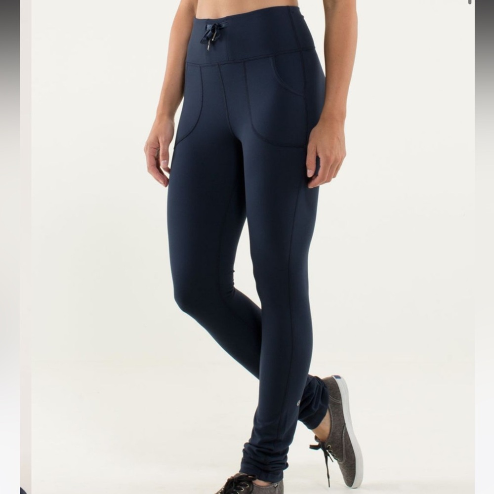 Lululemon (4) Skinny Will Pant in Inkwell (Navy Blue) Tie Waist, Pockets, 2013